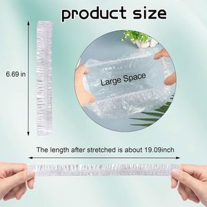 Bonnet de protection jetable transparent en PE pour salon de coiffure, imperméable, personnalisé, pour traitement à sec et douche, vente en gros - Product Image 2
