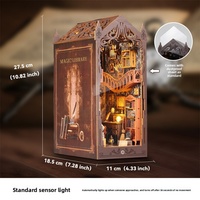 Kit miniature de niche à livres en bois DIY, échelle 1:32, insert pour maison de poupée, lumières LED, ensemble de construction artisanal, pour les 10 ans et plus, éducatif, fabriqué en Chine