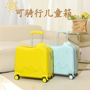 Child Friendly Ride On <b>Suitcase</b> 18 Inch Swivel Wheels Combination <b>Lock</b> For Boys Girls Travel Luggage Mint Green Pink Lemon - Product Image 3