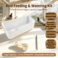 Kit d'alimentation et d'abreuvement pour oiseaux, 3 pièces, mangeoire et abreuvoir en plastique pour oiseaux, mangeoire à fixer sur la cage pour pigeons, cailles et oiseaux en cage