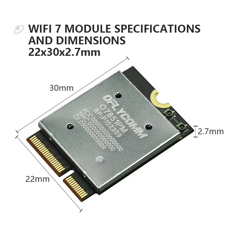 QOGRISYS Wifi7-Adapter für Laptops basierend auf QCalcomm-Chip 5,8 Gbit/s M.2 PCIE-Schnitts telle Wifi7-Netzwerkkarte