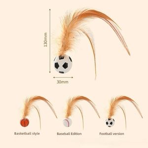 All'ingrosso che rimbalza palle di gatto con piuma al coperto rotolamento della palla magica presa in giro bastone movimento interattivo per animali domestici giocattolo piuma - Product Image 6