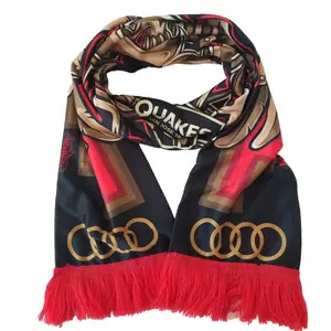 cheap polyester scarves with fringe football fan scarf