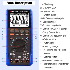 Multímetro Digital Automático con Pantalla LCD 189a, Amperímetro, Voltímetro, 10nf-100mf, 50ohm-50mohm, CA 1000v 10a, USB - Product Image 5