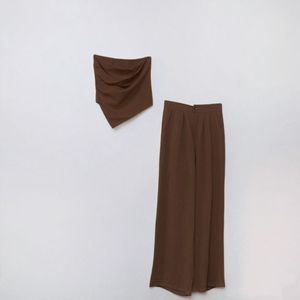 Conjunto <span class=keywords><strong>de</strong></span> pantalones largos holgados para mujer nuevos hechos a medida <span class=keywords><strong>de</strong></span> alta calidad en otoño sin diseño <span class=keywords><strong>de</strong></span> correas para los hombros 5607PCT - Product Image 3