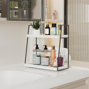 Bathroom/Toilet Plastic <b>Rotating</b> Storage <b>Rack</b>, Double-Layer Thickened Wall-Mounted No-Drill Kitchen Storage <b>Rack</b>, <b>Spice</b> <b>Rack</b> - Product Image 2