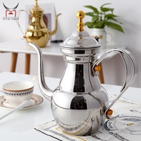 Théière arabe en acier inoxydable de luxe, fleur en métal, thé au lait, bouilloire, moyen-orient, cafetière avec passoire