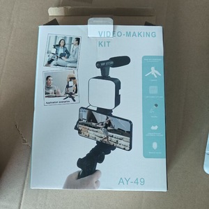 Vlog người mới bắt đầu điện thoại thông minh Điện thoại video kit AY-49 <span class=keywords><strong>LED</strong></span> ánh sáng Microphone Tripod Hands miễn phí Blog Youtube máy ảnh du lịch vlogging Kit - Product Image 3
