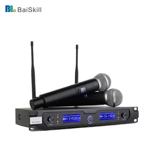 노래방 용 고정 주파수 UHF 노래 마이크 BK-U9002 하이 퀄리티 듀얼 채널 FM 무선 마이크