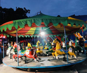 Meilleur prix 16 sièges simples pliants manèges parc Whirligig jeux carrousel sur remorque - Product Image 6