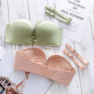 New Non Slip Underwear Set Seamless Front Bandage Bra Wire Free Invisible Strapless <b>Tube</b> Top <b>Panties</b> Push-Up Convertible 2 Piece - Product Image 4