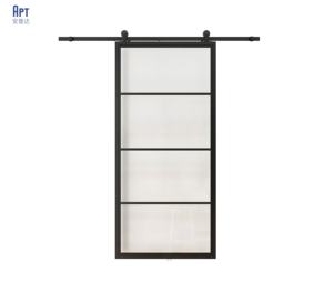 Pintu gudang geser Interior dengan Kit rel, pintu gudang lipat dua kayu pedesaan, perangkat keras tersembunyi untuk desain hemat ruang - Product Image 5