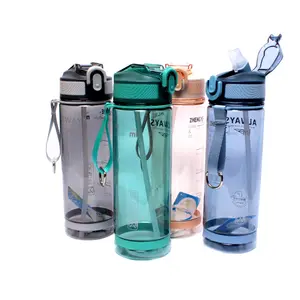 Low MOQ Plastic Sommer wasser flasche Produktions linie Wasser flasche mit Stroh deckel Outdoor Sport Wasser flasche Kunststoff