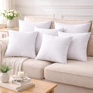 Cushion, 18 X 18 Inch Throw Pillow Inserts, Set of 4, Square Polyester-Filled Pillow <strong>Forms</strong> for Decorative Covers, White - Product Image 4