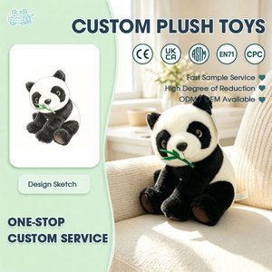 Peluche Panda en Bambou, Adorable Panda en Peluche Tenant un Bâton de Bambou Vert, Peluche Douce pour la Décoration de Chambre d'Enfant, OEM ODM Personnalisé - Product Image 1