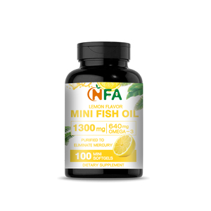 Vente en gros de mini gélules d'huile de poisson 1300mg personnalisées Supplément d'oméga-3 provenant de captures naturelles sauvages pour la santé du cœur et du cerveau - Product Image 1