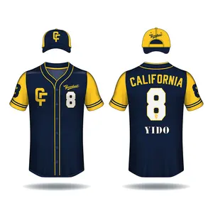 Maglia da baseball gialla vuota in jersey di softball a sublimazione personalizzata all'ingrosso