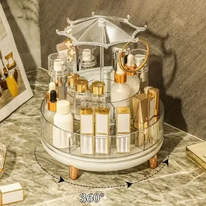 Rotating PET Transparent Modern Multifunction Office & Desktop <b>Makeup</b> Storage Jewelry Display Organizer <b>Box</b> - Product Image 1