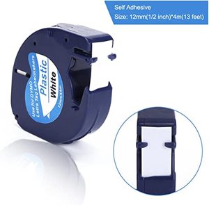 Cinta de Etiquetas de Plástico <span class=keywords><strong>Letratag</strong></span> Compatible con <span class=keywords><strong>Dymo</strong></span> 91201 91331 91221 59422 S0721610, 12 mm x 4 m, Negro sobre Blanco - Product Image 2