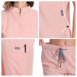 Vêtements unisexes pour le lavage des mains, manches courtes, <span class=keywords><strong>s</strong></span>échage rapide, infirmière, salon de beauté, médecin, infirmière, ensemble deux pièces brodé - Product Image 2