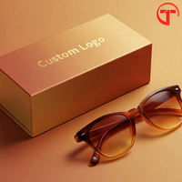 Boîte cadeau de luxe pour lunettes, revêtement doré brillant mat, fermeture en carton rigide, emballage pour lunettes de soleil