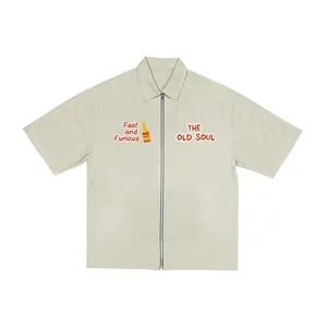 2024 Großhandel von Hemden Herrenmode Marke amerikanisch Retro Letter Street lockere Freizeithemd Kurzarmhemden