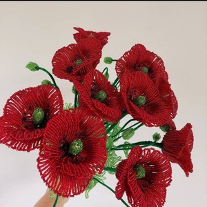 Pavots artificiels, <span class=keywords><strong>fleurs</strong></span> perlées <span class=keywords><strong>à</strong></span> la française, pavots artificiels, <span class=keywords><strong>fleurs</strong></span> réalistes faites <span class=keywords><strong>à</strong></span> la main, bouquets DIY - Product Image 4