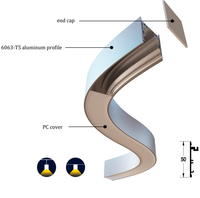 Profil LED Ofly Longueur Arc en Aluminium Extrusion Suspendue pour Bande LED Modules LED Hauteur 50mm avec Largeur Personnalisée