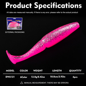 Señuelo blando de dos secciones con cola en T, gusano blando de PVC de doble sección sin anzuelos, con <span class=keywords><strong>sabor</strong></span> a pescado. - Product Image 4