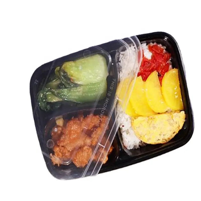 Contenitore per alimenti in plastica per microonde contenitore per alimenti in plastica da asporto a 3 scomparti