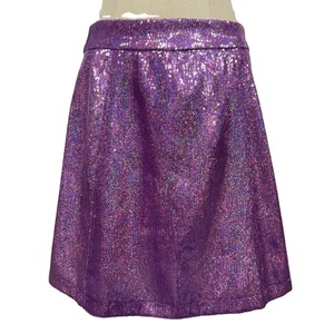 OEM personalizado de las mujeres brillantes <span class=keywords><strong>falda</strong></span> completa de <span class=keywords><strong>lentejuelas</strong></span> Zip-up de cintura alta brillo púrpura Sexy faldas cortas plisadas con pantalones cortos interiores - Product Image 3