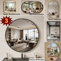 Miroir mural minimaliste en métal noir et or, forme ronde en arche, miroir décoratif pour la décoration intérieure en Australie et aux États-Unis, vente en gros