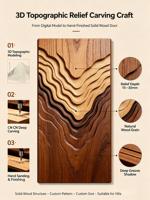 Porte d'entrée principale en bois massif sculpté en relief 3D, sculptée à la main par CNC, pour villa, avec verre intégré