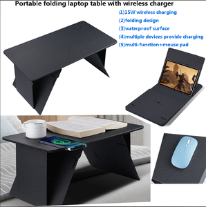 Mesa Portátil para Laptop con Cargador Inalámbrico Magnético de 15W, Escritorio Plegable para el Hogar o para Usar en la Cama para Leer o Escribir - Product Image 1