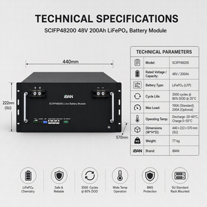สถานีสื่อสาร 5u รุ่นใหม่แบบกำหนดเองได้ พร้อมแบตเตอรี่ลิเธียมไอออน 48v 200ah สำหรับสถานีฐาน - Product Image 1