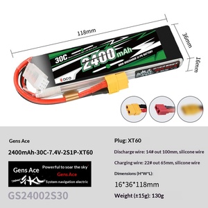 แบตเตอรี่ Gens ACE 2400mAh 30C 2S 3S 4S LiPo ความจุสูง ใช้งานได้นาน สำหรับโดรน RC เครื่องบิน รถยนต์ - Product Image 5