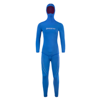 DIVESTAR Hoodie dua potong lengan panjang, pakaian selam bebas tahan air warna biru Neoprene ukuran besar untuk pria dan wanita