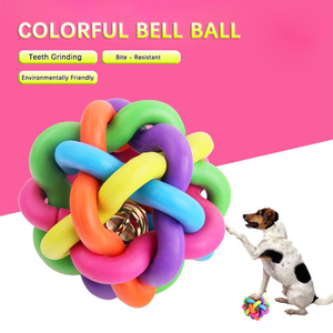 Juguete Masticable para Perros con Sonido Colorido, Bola de Goma Ecológica con Campana Tejida, Estilo Casual y Lindo, Alivio de la Ansiedad, Duradero para Jugar a Diario - Product Image 3