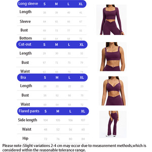 Ensemble de yoga personnalisé EnovStars pour <span class=keywords><strong>femme</strong></span> : Soutien-gorge de sport, haut court à manches longues, short, leggings, pantalon évasé, pantalon taille haute froncé pour le sport et l'entraînement - Product Image 3