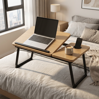 Bureau portable pliable en bois réglable en hauteur pour ordinateur portable, idéal pour la maison, le bureau, l'étude, le travail, la chambre, le canapé, le dortoir