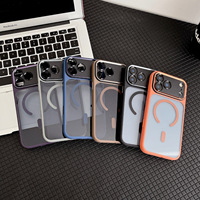Coque de téléphone avec cadre métallique pour appareil photo, anneau magnétique transparent en PC, compatible avec la recharge sans fil pour iPhone 12 13 14 15 16 17 Pro Max