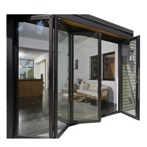 Puerta plegable de aluminio con aislamiento térmico negro de vidrio moderno para villas Diseño plegable con <span class=keywords><strong>bloque</strong></span> <span class=keywords><strong>Cad</strong></span> de elevación de Egipto - Product Image 1