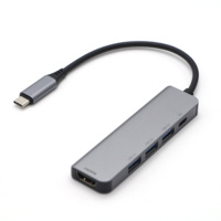 USB-C naar 3-poorts USB 3.0 PD oplaadadapter 5-in-1 USB-C multipoort adapter voor laptop, MacBook, Pro, Air
