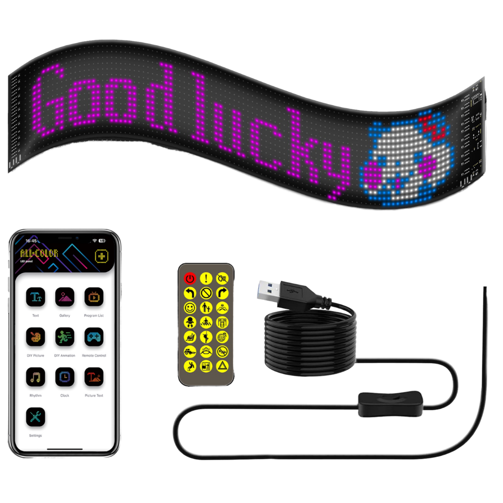 Led Pixel Panel 16*32 Car Devil Eye LED Advertising Screen 5V Led Matrix Screen Waterproof RGB Display for Car