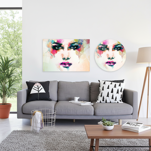 Lienzo Impreso: Arte Mural Moderno con Rostro de Mujer Colorido, Arte en Vidrio Templado - Product Image 2