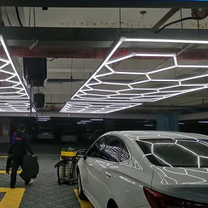 ハニカムオートディテール製品ライトバー洗車ステーション用六グリッド照明ガレージ天井デザイン六角形LEDライト