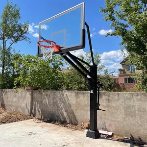 Lingkar basket Inground luar ruangan, tinggi papan latar 72 "x 42" dapat disesuaikan