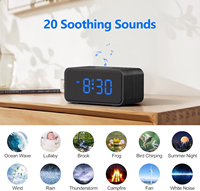 Dual Wecker Sound maschine Drahtlose Ladestation 20 Beruhigende Schlaf geräusche 0-100% Dimmer für IPhone/Samsung für Office