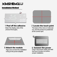 Miroir intelligent XINSHENGLU avec module capteur météo 12V 60W, contrôle tactile WiFi, affichage en temps réel de la température et de l'humidité, miroir de salle de bain