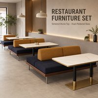 Kommerzielle Sitzgruppe mit Sinterstein-Tisch für Restaurants, Moderne Bankett-Essgruppe für Cafés und Hotels